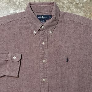 Polo Ralph Lauren Shirt Mens Large Red Blaire Knit Long Sleeve Button